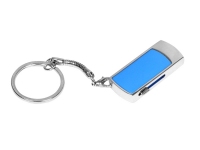 USB 2.0- флешка на 16 Гб с выдвижным механизмом и мини чипом, серебристый/синий