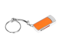 USB 2.0- флешка на 16 Гб с выдвижным механизмом и мини чипом, серебристый/оранжевый