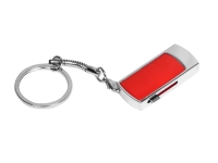 USB 2.0- флешка на 16 Гб с выдвижным механизмом и мини чипом, серебристый/красный