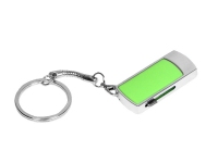 USB 2.0- флешка на 16 Гб с выдвижным механизмом и мини чипом, серебристый/зеленый