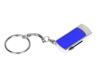 USB 2.0- флешка на 16 Гб с выдвижным механизмом и мини чипом, серебристый/темно-синий