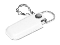 USB 2.0- флешка на 16 Гб в массивном корпусе с кожаным чехлом, белый/серебристый