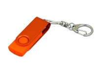 USB 2.0- флешка промо на 16 Гб с поворотным механизмом и однотонным металлическим клипом, оранжевый