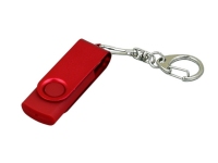 USB 2.0- флешка промо на 16 Гб с поворотным механизмом и однотонным металлическим клипом, красный