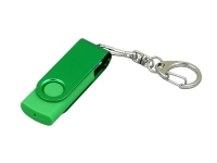 USB 2.0- флешка промо на 16 Гб с поворотным механизмом и однотонным металлическим клипом, зеленый