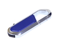 USB 2.0- флешка на 16 Гб в виде карабина, синий/серебристый