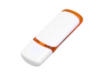 USB 2.0- флешка на 64 Гб с цветными вставками, белый/оранжевый