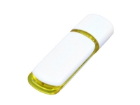 USB 2.0- флешка на 64 Гб с цветными вставками, белый/желтый