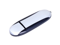 USB 2.0- флешка промо на 32 Гб овальной формы, серебристый/черный
