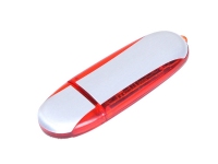 USB 2.0- флешка промо на 64 Гб овальной формы, красный
