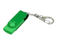 USB 2.0- флешка промо на 64 Гб с поворотным механизмом и однотонным металлическим клипом, зеленый