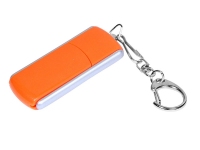 USB 2.0- флешка промо на 32 Гб с прямоугольной формы с выдвижным механизмом, оранжевый/серебристый