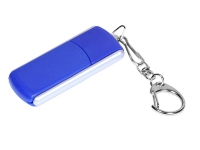 USB 2.0- флешка промо на 64 Гб с прямоугольной формы с выдвижным механизмом, синий/серебристый