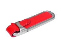 USB 2.0- флешка на 32 Гб с массивным классическим корпусом, красный/серебристый