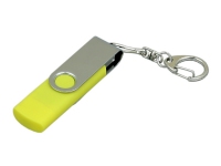 USB 2.0- флешка на 16 Гб с поворотным механизмом и дополнительным разъемом Micro USB, желтый/серебристый