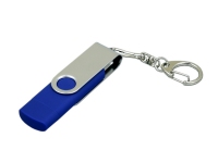 USB 2.0- флешка на 32 Гб с поворотным механизмом и дополнительным разъемом Micro USB, синий/серебристый
