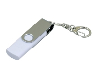 USB 2.0- флешка на 32 Гб с поворотным механизмом и дополнительным разъемом Micro USB, белый/серебристый