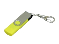 USB 2.0- флешка на 32 Гб с поворотным механизмом и дополнительным разъемом Micro USB, желтый/серебристый