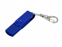 USB 2.0- флешка на 32 Гб с поворотным механизмом и дополнительным разъемом Micro USB, синий