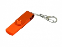USB 2.0- флешка на 32 Гб с поворотным механизмом и дополнительным разъемом Micro USB, оранжевый