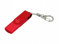 USB 2.0- флешка на 32 Гб с поворотным механизмом и дополнительным разъемом Micro USB, красный