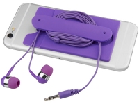 Набор: наушники, бумажник для телефона, пурпурный, силикон