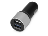 Адаптер автомобильный USB с функцией быстрой зарядки QC 3.0 «TraffIQ», черный/серебристый, металл, пластик