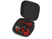 Набор «In motion» с наушниками и зарядным кабелем 3 в 1, красный, пластик/металл/полиэстер