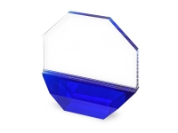 Награда «Octagon», прозрачный, синий, хрусталь, стекло