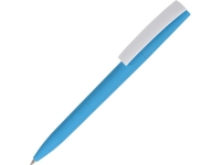 Ручка пластиковая soft-touch шариковая «Zorro», голубой/белый, пластик с покрытием soft-touch
