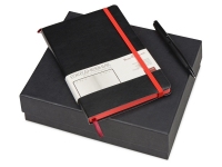 Подарочный набор «Megapolis Soft»: ежедневник А5 , ручка шариковая, ежедневник- черный/красный, ручка- черный, ежедневник- искусственная кожа, ручка- металл с покрытием silk-touch