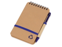 Блокнот «Masai» с шариковой ручкой, бежевый, синий, бумага, картон, пластик