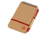 Блокнот «Masai» с шариковой ручкой, бежевый, красный, бумага, картон, пластик