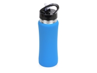 Бутылка спортивная «Коста-Рика», голубой/серебристый, нержавеющая cталь/пластик с покрытием soft-touch