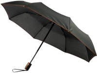 Зонт складной «Stark- mini», черный/оранжевый, эпонж полиэстер