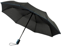Зонт складной «Stark- mini», черный/ярко-синий, эпонж полиэстер