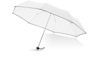 Зонт складной «Линц», белый/черный, полиэстер/металл/искусственная кожа