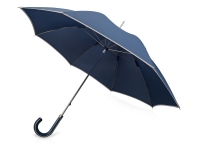 Зонт-трость «Ривер», темно-синий/белый, полиэстер/металл/искусственная кожа