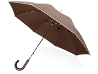 Зонт-трость «Ривер», коричневый/белый, полиэстер/металл/искусственная кожа