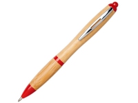Ручка шариковая «Nash» из бамбука, натуральный/красный, бамбук/АБС-пластик