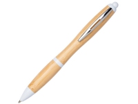 Ручка шариковая «Nash» из бамбука, натуральный/белый, бамбук/АБС-пластик