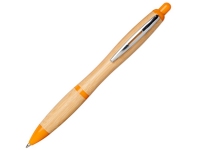 Ручка шариковая «Nash» из бамбука, натуральный/оранжевый, бамбук/АБС-пластик