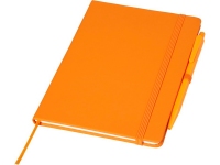Блокнот «Prime» среднего размера с ручкой, оранжевый, полиуретан, пластик