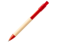 Ручка картонная шариковая «Safi», натуральный/красный, бумага/АБС пластик
