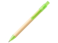 Ручка картонная шариковая «Safi», натуральный/зеленый, бумага/АБС пластик