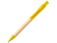 Ручка картонная шариковая «Safi», натуральный/желтый, бумага/АБС пластик