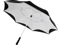 Зонт-трость «Yoon» с обратным сложением, белый/черный, полиэстер/стекловолокно