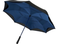 Зонт-трость «Yoon» с обратным сложением, темно-синий/черный, полиэстер/стекловолокно