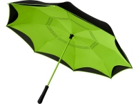 Зонт-трость «Yoon» с обратным сложением, лайм/черный, полиэстер/стекловолокно