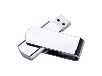 USB 2.0- флешка на 512 Мб глянцевая поворотная, серебристый/глянец